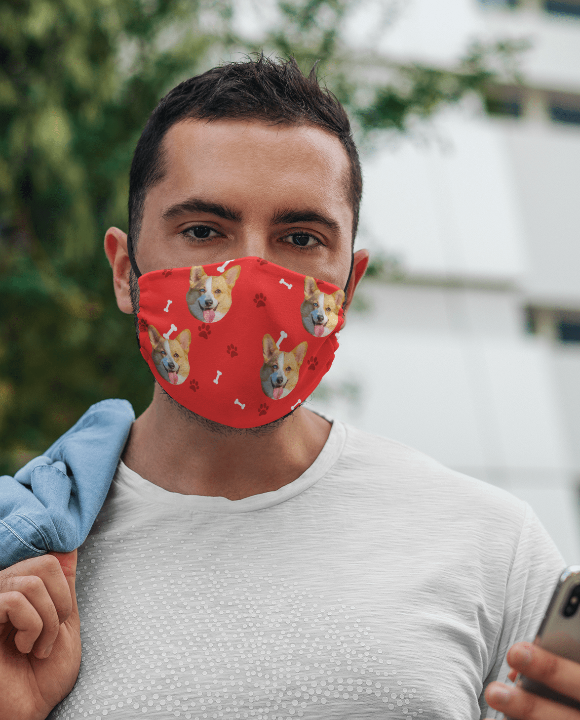 Roušká s potískem pejská červená popis-min